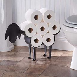 Sheep Bathroom Decoration Roll Paper Holder Wall Mounted Toilet Storage Rack Animal Bedroom Tissue Towel Organiser Stand 211102