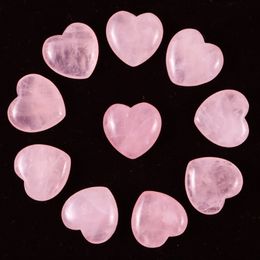 Fashion Natural crystal Semi-precious stone 20mm heart love Rose Quartz Crystal Minerale Gemstone Reiki jewelry Home Decoration