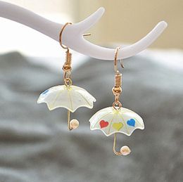 Mini Creative Colourful Earrings Lovely Umbrella Drop Earrings Girls Ethnic Style Transparent Dangle Earrings Fashion Jewellery