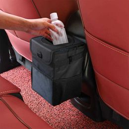 Waterproof Car Trash Can Bin Auto Car Accessories Organiser Garbage Dump For Trash Can Cars Storage Pockets Closeable Portable