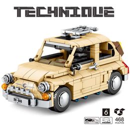 468Pcs Fiated European Classic Car City Pull Back Vehicle Building Blocks Creator Bricks DIY Toys Gifts For Children Kids Q0624