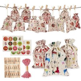 Christmas Advent Calendar Countdown Bag Candy Xmas Gift Sacks Christmas decoration for home Merry Christmas tree ornaments 201017