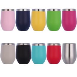 12oz Double Wall Stainless Steel insulated vacuum Egg Shape Mugs thermal Cups Wine Tumbler Top Sellers 2021