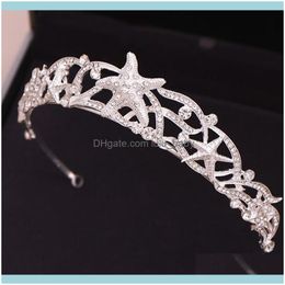 Clips & Barrettes Jewelry1Pc Sparkling Starfish Crystal Bridesmaid Bride Bridal Wedding Party Prom Princess Pageant Tiara Crown Fashion Hair