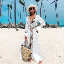 Women's Swimwear Dresses For Women 2021 Beach Blouse Round Hole Lace Holiday Cardigan Bikini Skirt One Size Clothing