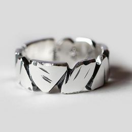 Cluster Rings S925 Silver Rough Splicing Irregular Shape Without Inlay Niche Design Craftsmanship Men And Women Can Wear Open Adjustable Rin