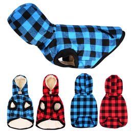 Thicken Dog Vest For Medium Large Dogs Winter Hoodies Warm Flannel Clothes Plaid Pet Jacket Labrador Clothing