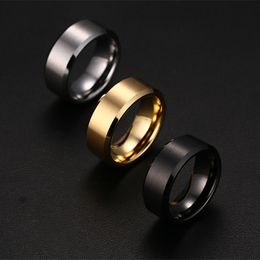 New Fashion Wide 8mm Classic Ring Male 316L Stainless Steel Jewellery Wedding Rings For Man