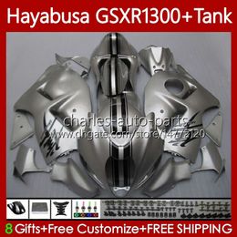 OEM glossy silvery Body +Tank For SUZUKI Hayabusa GSXR 1300CC GSXR-1300 1300 CC 1996 2007 74No.20 GSX-R1300 GSXR1300 96 97 98 99 00 01 GSX R1300 02 03 04 05 06 07 Fairing Kit