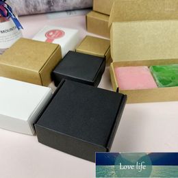 Gift Wrap 50pcs/lot 10*10*3.5cm Handmade Soap Small Carton Kraft Paper Packing Box Keychain Tray Jewellery Boxes Cream1 Factory price expert design Quality Latest Style