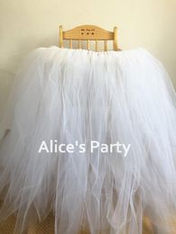Party Decoration 90cm High White Tulle Skirt Kids Dinning Highchair Banner Birthday Bunting Baby 1st Nursery Garland