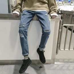 Men's Jeans Wholesale 2021 Fashion Broken Korean Trend Loose Wild Harajuku Style Bf Pencil Pants