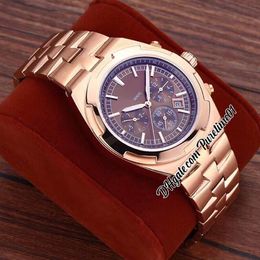 Overseas 5500V A21J Automatic Mens Watch 42mm Rose Gold Brown Dial Silver Stick Markers Date Stainless Steel Bracelet Sports Watches 8 Styles Puretime01 E136g7