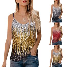 Summer Woman Top Tank Top Sexy Top Female Womens Sequin Tops Glitter Party Strappy Tank Vest Camis Ropa Mujer Tanktop 210308