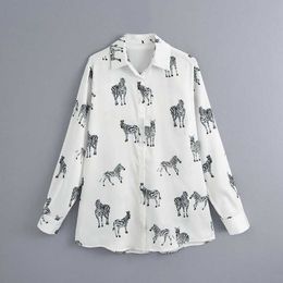 Loose Women Shirt Blouse Autumn Fashion Animal Prints Shirt Long Sleeve Plus Size Lady Casual Blouse Top 210602