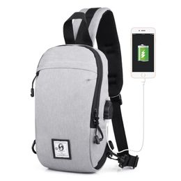 Chest Bag for Men Business Crossbody Small Backpacks with USB Charing Oxford Waterproof Sling Shoulder Bags Casual