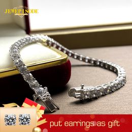 create charm UK - Jewepisode Charm Bracelets Women Solid Silver 925 Jewelry Round Created Diamond Wedding Party Bracelet Drop 220218