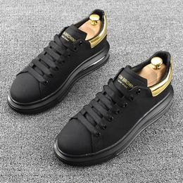 Fashion Brand Canvas Business Wedding Shoes Luxury Designer Men Lace Up Platform Sneakers Round Toe Casual No-Slip Driving Mans Footwear