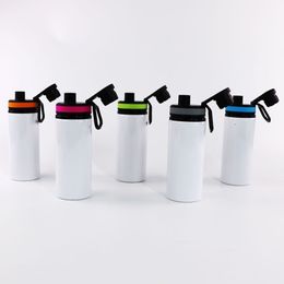 5color Sublimation Aluminium Blanks Water Bottles 600ML Heat Resistant Kettle Sports Cups White Cover Cups With Handle Sea Shipping T500476