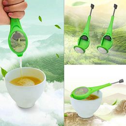 100pcs Tea Infusers 18cm Drinking Tools Drinkware Creative Built-in Plunger Silicone TeaInfuser Non-toxic Plastic Coffee Tea-Strainers DHL Delivery