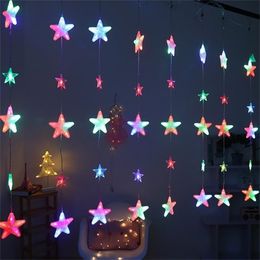 FENGRISE Snowflake Moon Star LED Curtain Light Merry Christmas Decoration for Home Natal Xmas Gifts Happy New Year 2021 201019