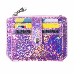 Purses Fashion Laser PU Coin Leather Women Bling Colourful Small Purse Wallet ID Card Holder Pocket Money Bag For Girls Gift