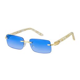 Clear Ocean Colours Lenses Luxury Rimless Sunglasses Unisex Square Classical Glasses Special Pattern High Quality Plastic Legs hinge Gilding