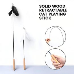 Cat Toys Toy Bell Feather Wood Teasing Stick With 70cm Carbon Drill Rod Tease Pole Pet Goods