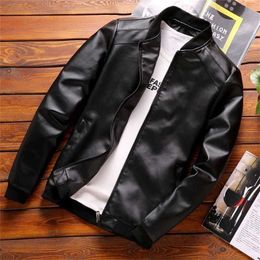 Thoshine Brand Spring Autumn Men Leather Jackets Classic Slim Fit Male PU Leather Coats Motorcycle Biker Streetwear Smart Casual 211106