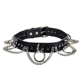 Belts Chain And Metal Ring Circle Punk Goth Rock Star Performance Vegetable Tanned Leather Belt