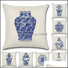 Cushion/Decorative Pillow Home Textiles & Garden Chinese National Wind Printing Case Cotton Linen Pillowcase Hand Painted Printed Ers Cases