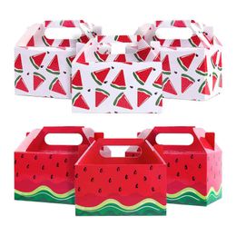 24 Packs Fruit Party Goodie Gable Boxes for Birthday parrty- Watermelon Summer Party - 2 Designs Treat Box Party Favors H1231