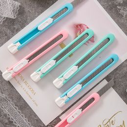 Random Candy Color Mini Portable Utility Knife Paper Cutter Cutting Paper Office Stationery