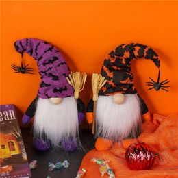 Party Supplies Halloween Home Decor Gnomes Doll with Spider Plush Handmade Tomte Swedish Ornaments Table Decorations Gifts PHJK2107