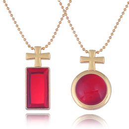Pendant Necklaces Anime Saga Of Tanya The Evil Necklace Von Degurechaff Red Crystal Cross Necklac For Women Men Couples Jewelry