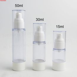 12 x 15ml 30ml 50ml Empty Refillable White Clear Airless Vacuum Pump Bottle Container Dispenser for Cream Lotion 1ozhigh qualtity