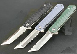 On Sale!! Flipper Folding Knife 8Cr14Mov Satin Tanto Point Blade G10 + Stainless Steel Sheet Handle Ball Bearing Fast Open EDC Pocket Knives
