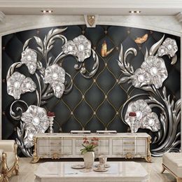 European Style Luxury Wallpaper 3D Stereo Flower Jewelry Mural High Quality Hotel Living Room Background Home Decor Waterproof