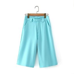 fashion women soild blue shorts summer ladies high waist female zipper feminine girls chic clothes 210527