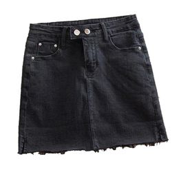 Skirts 2021 Women Mini Jeans Skinny Black Girls High Waist Casual Denim Pencil Skirt Female Saia