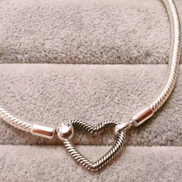 Moments Heart Closure Snake Chain bracelet Jewellery 925 sterling Silver Bracelets Women Charm Beads sets for pandora with logo ale Bangle birthday Gift 599539C00