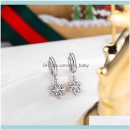 Dangle Jewelrydangle & Chandelier 925 Sterling Sier Snowflake Earrings For Women Zircon Femme Party Jewellery Gift Kpop Fashion Drop Delivery