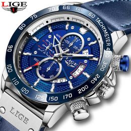 LIGE Sport Mens Watches Top Brand Luxury Waterproof Quartz Date Clock Fashion Luminous Watch For Men Relogio Masculinos 210527