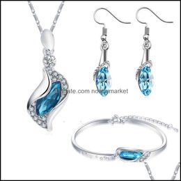 Bracelet, Earrings & Necklace Jewelry Sets Brand Bracelet Earring 2021 Glass Shoes Crystal Three Piece Set 112 Drop Delivery Awjos
