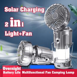 Portable Lanterns Suchme Multifunction LED Electric Fan Lighting Solar Rechargeable Camp Hang Tent Super Bright Last Power 55