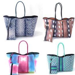 Shopping Bags European American Tote Handbag Ladies Neoprene Beach Summer Large Capacity Shoulder Waterproof Travel Vacation 220303