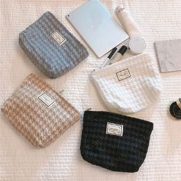 Bubble Houndstooth Women Makeup Bag Large Cotton Cosmetic Bag Travel Lady Makeup Beauty Case Storage Organiser Handbag