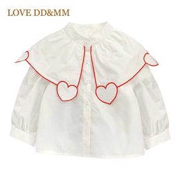 LOVE DD&MM Girls Shirts Fashion Kid's Wear Girls Sweet Love Long-Sleeved Shirt For Girl Costume 210715