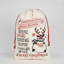 -Regalos para niños Serie de Navidad Regalo Envolver Bolsa de almacenamiento Color Impresión Lindo Dibujos animados Árbol de Navidad Elk Apple Manzana Bolsa de regalo