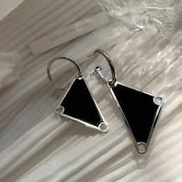 Triangle Geometric Hoop Huggie European and American Exaggerated Simple Personality Women Letter P Wild Temperament French Earrings